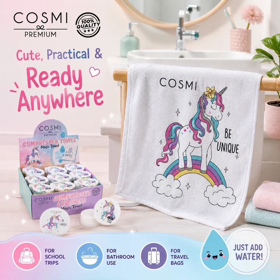 Toalla Mágica Comprimida Unicornio 🦄